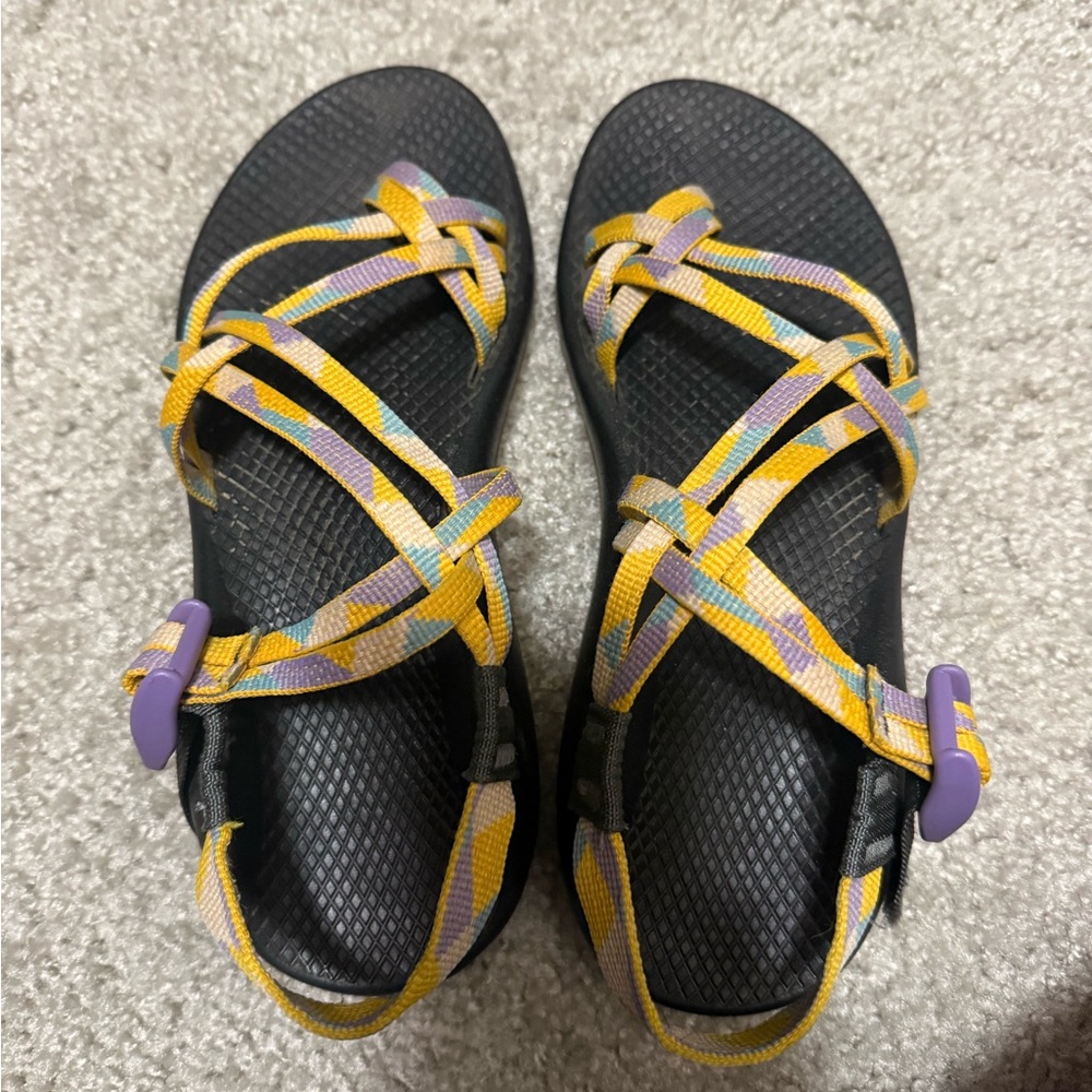 Chaco Yellow and Purple Strappy Sandals